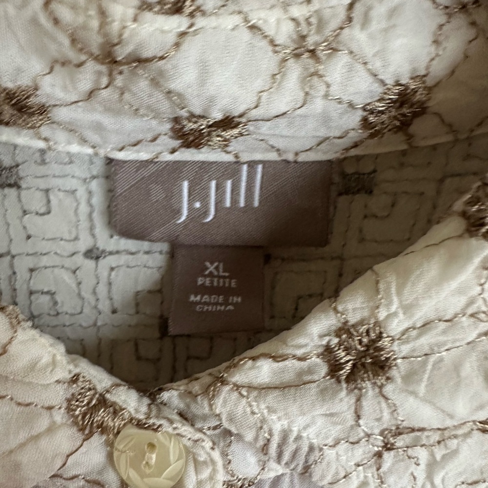 J. Jill Embroidered Rayon Patchwork Button Down T… - image 2